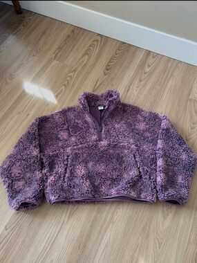 TNA Purple Tie-Dye Teddy Sherpa Half-Zip Jacket